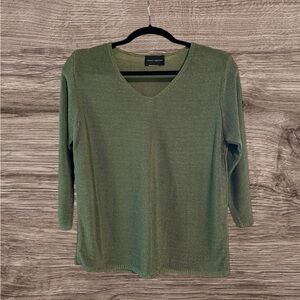 Sarah Arizona Green 3/4 sleeve V-Neck Sweater 100% Rayon